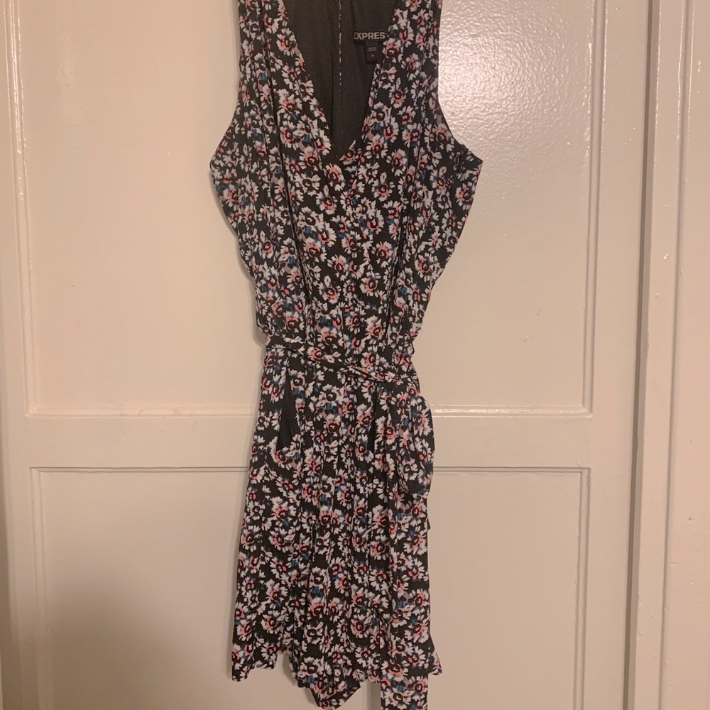 Express Black & Neon Pink Halter Romper